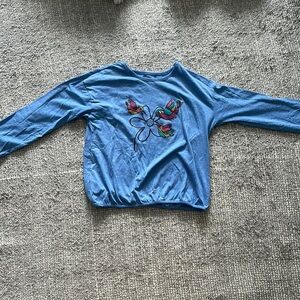 Tea Collection Blue Shirt with Colorful Graphic